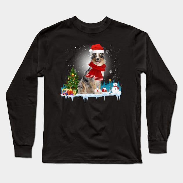 Funny Australian Shepherd Christmas T-shirt Long Sleeve T-Shirt by CoolTees